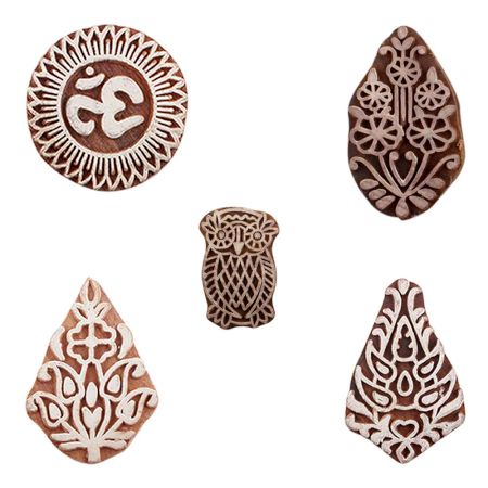 Set of 5 Piece New Mix Wooden Printing Blocks